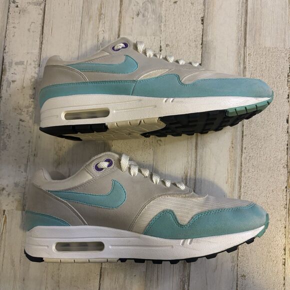 Nike Men’s 8 Air Max 1 OG Anniversary Aqua Sneakers Blue/Purple Sneaker LTD - Picture 4 of 14